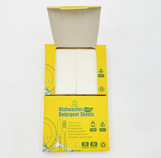 Yuemian Dishwasher Detergent Sheets – Lemon (30 Sheets / 60 Strips)